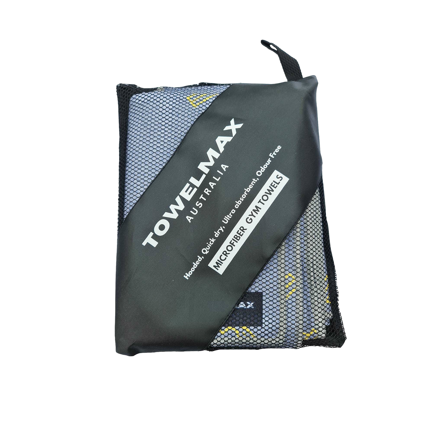Hooded gym towel-grey, waffle microfiber, package