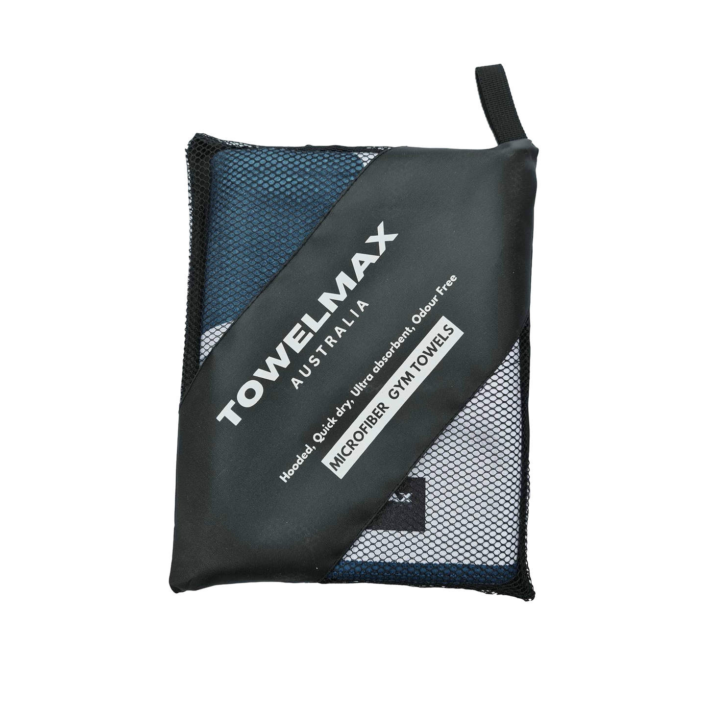 Hooded Gym Towel -CF black, waffle Microfiber
