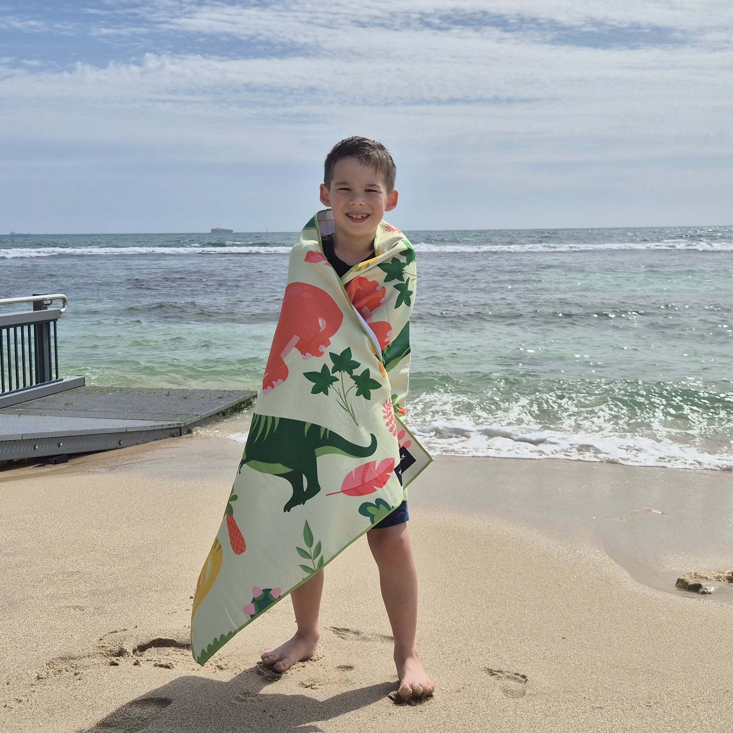 kids sand free beach towel Dino