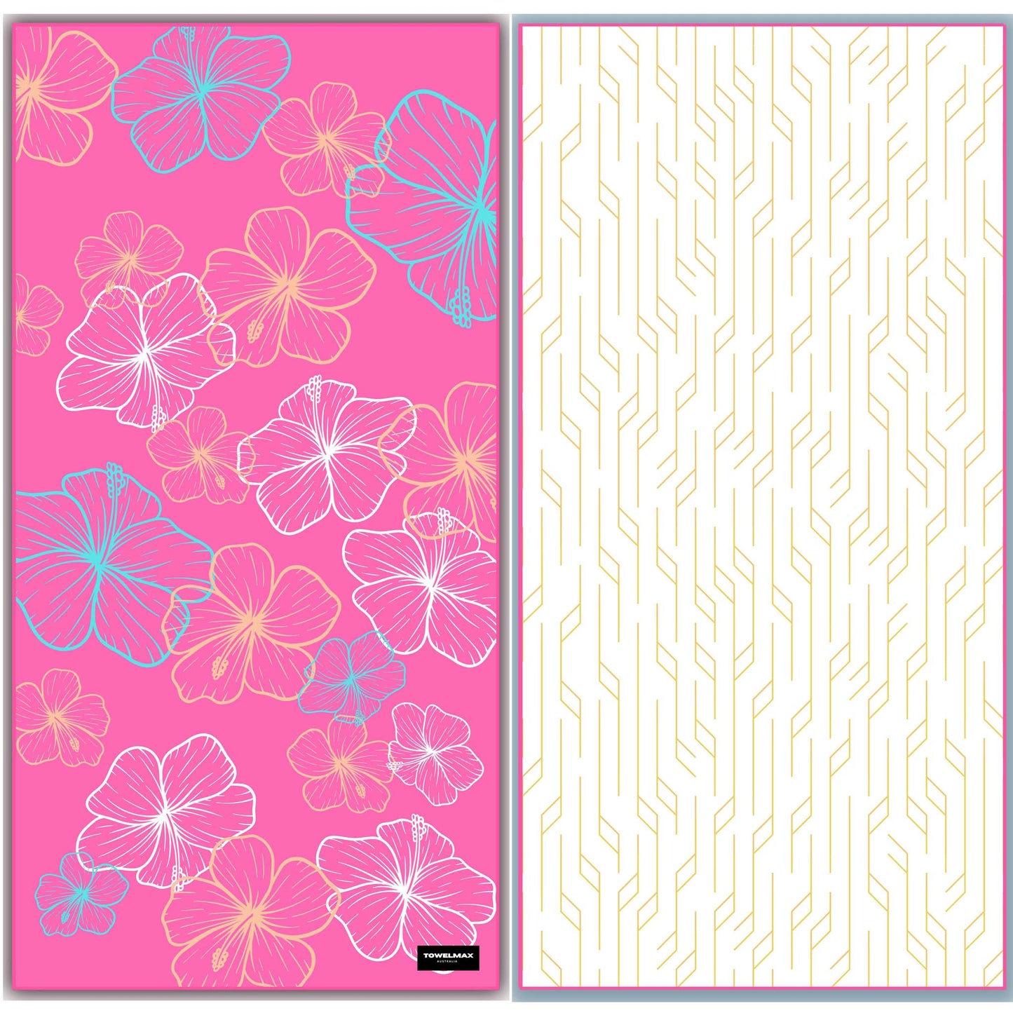 sand free beach towel Pink flower