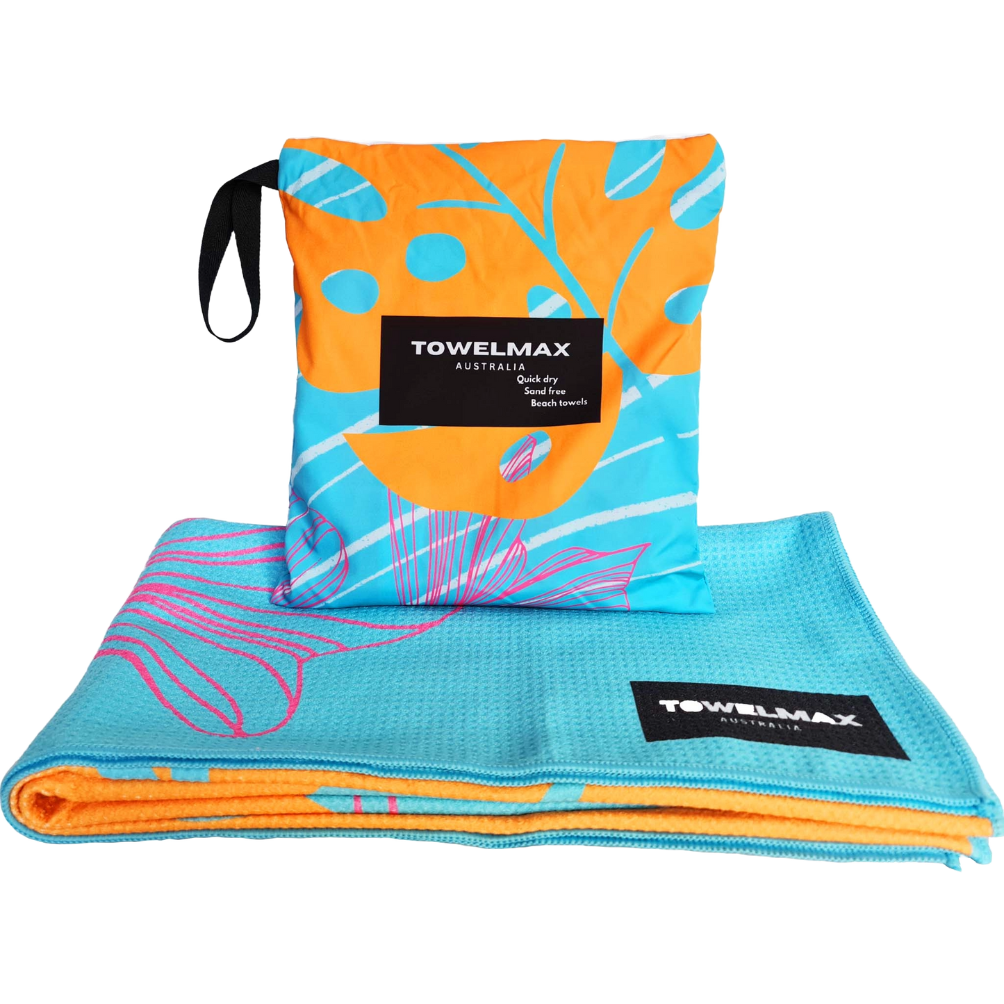 sand free beach towel tropical leaves