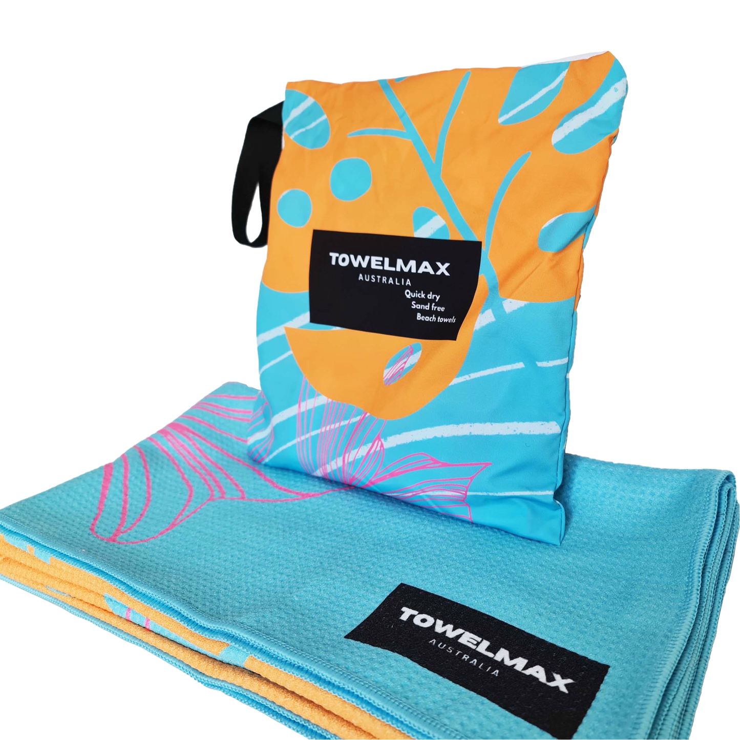sand free beach towel tropical leaves