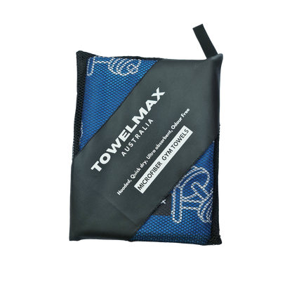 Hooded gym towel-dark blue, waffle microfiber, package